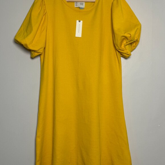 Anthropologie Saturday Sunday Sunny Day Yellow Puff Sleeve Tunic Dress Sz Small - Picture 4 of 4